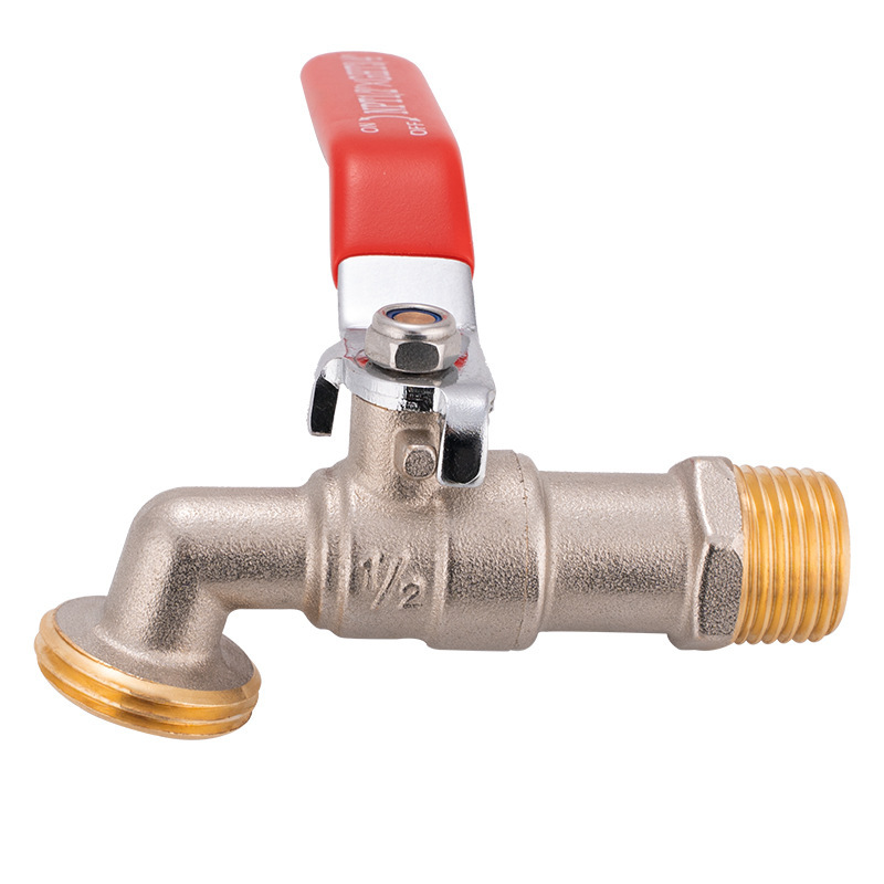 Cross-Border Ton Barrel Faucet 1/2Npt X 3/4Ght External Thread Garden Hose External Thread Nickel-Plated Brass Valve