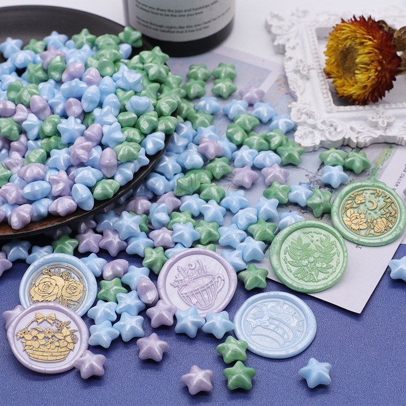 Color europeo estrella cera grano fuego pintura sello cera grano estrella de cinco puntas color mezclado alrededor de 125 tabletas 55g130 color fábrica al por mayor
