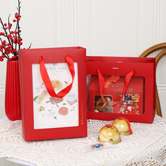 New Year Red Gift Bag Window Transparent Window Tote Bag Egg Yolk Crispy Mid-Autumn Mooncake Gift Packaging Paper Bag