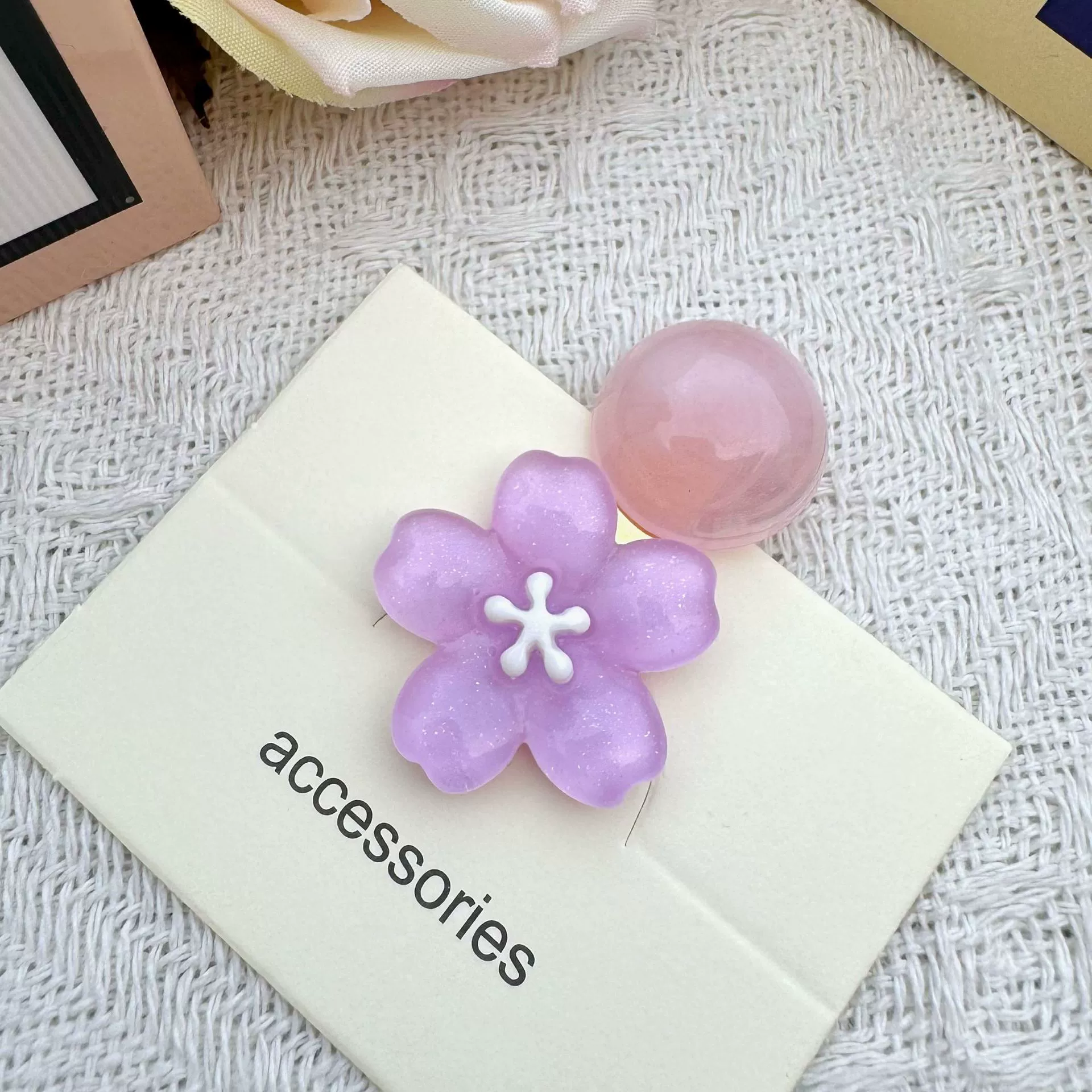 Заколка для волос Jelly Cherry Blossom, смоляная боковая клипса, 6 см, пастельные цвета