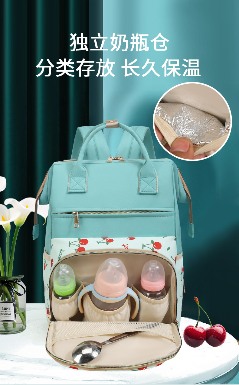 Mother and baby bag, maternity bag, large-capacity convenient mommy bag, new style, with an opening at the back to hold a baby bottle, multi-compartment maternity bag Item Picture