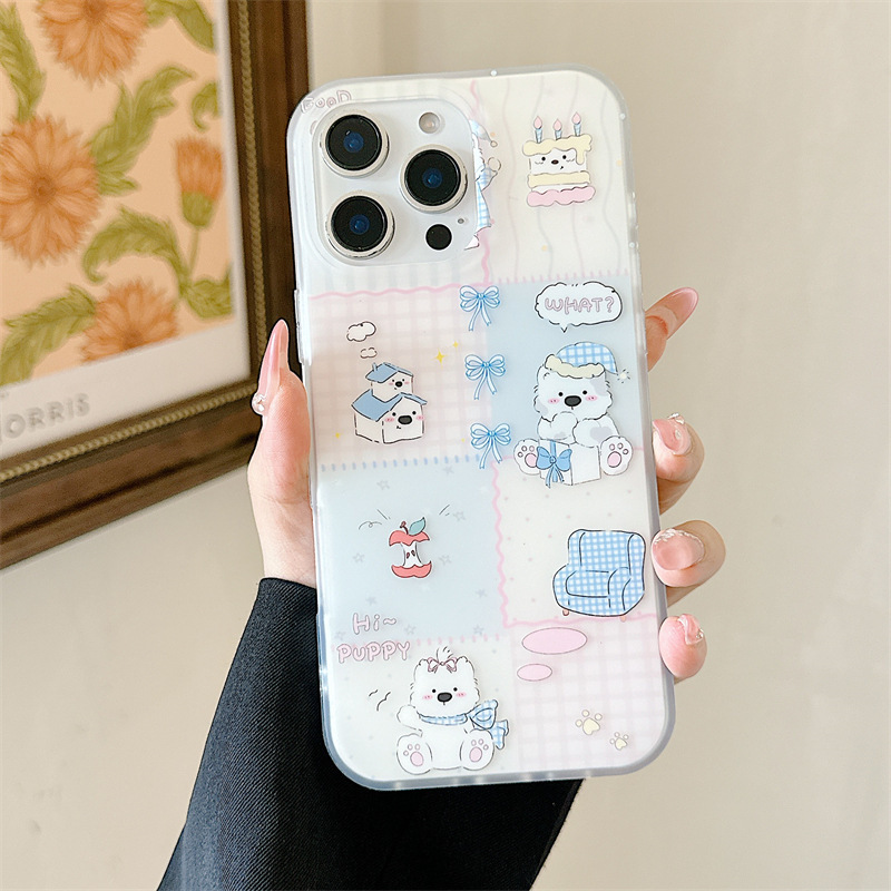 Estilo ins sofá de costura cachorro para Apple 16ProMax funda para teléfono móvil 15Pro lindo 14/13 femenino 15PM