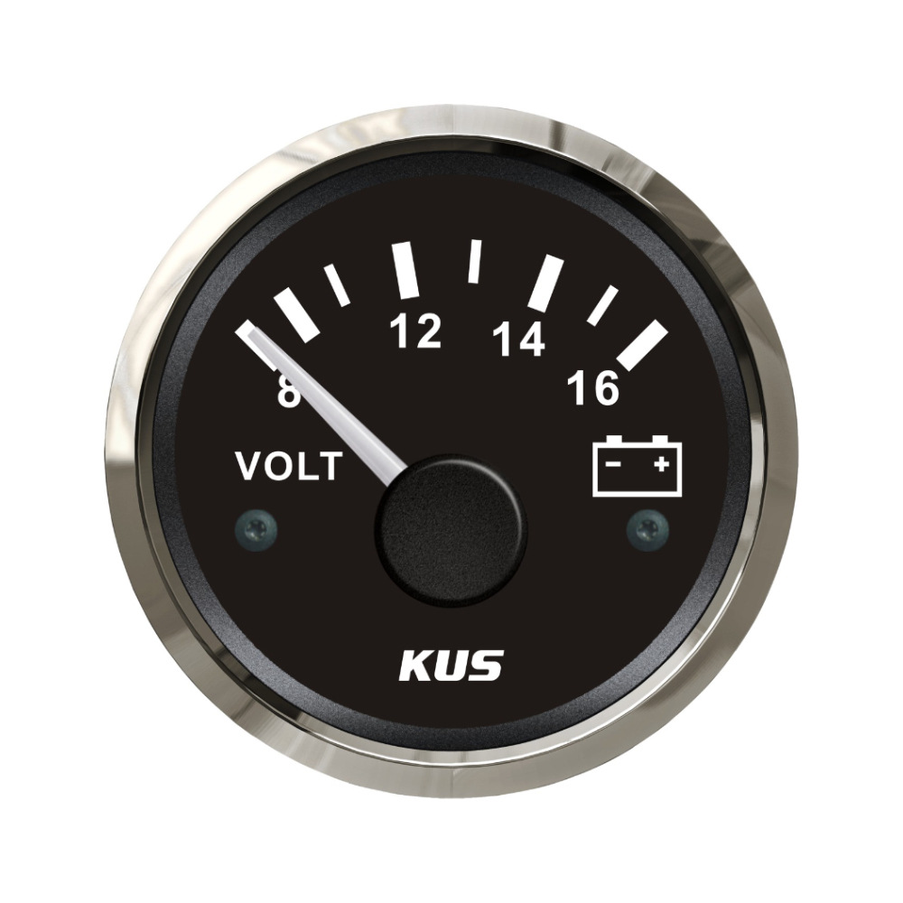 Universal KUS Gauge 52mm Installation Diameter 12V 24V Voltmeter (automobile instrument) - black-gauge-12v