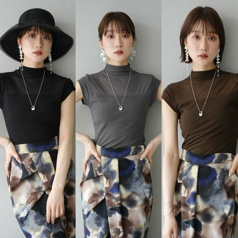 Новые сетчатые женские многослойные топы с короткими рукавами Multiplication, модные женские футболки