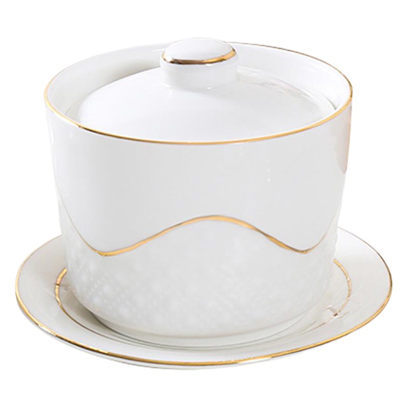 Ceramic Stew Pot Tableware Bird's Nest Bowl Bird's Nest Cup Stew Bowl Tonic Soup Cup Logo Printing White Porcelain Hand-Painted Gold