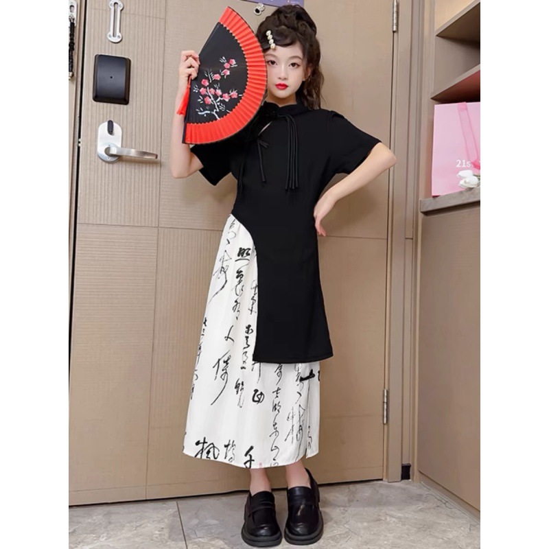 Sommer Hanfu Für Mädchen Kurzarm Oberteil Und Rock Set_voghion.com