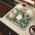 咖啡机花卉餐具沥水垫家用吸水垫碗盘易干垫防滑吧台厨房台面垫子
