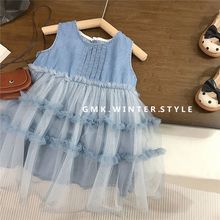 女童连衣裙夏装2025新款儿童洋气公主裙子女宝宝背心牛仔纱裙夏季