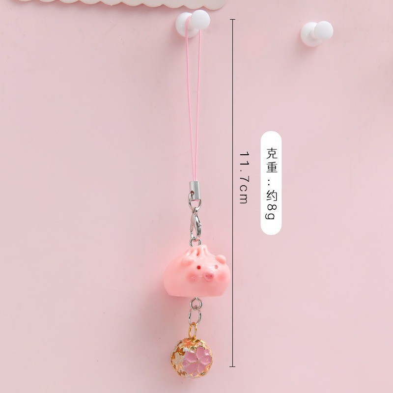 귀여운 돼지빵 키링/가방걸이 - 핑크 돼지