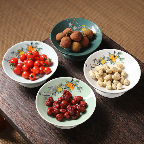 Light luxury tea table blue and white ceramic high-foot tea tray Internet celebrity fruit tray living room home snack snacks tribute plate