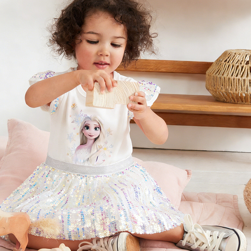 Cross-border Europe and the United States small and medium-sized children's princess skirt summer new round neck western style skirt girls dress cute children's clothing