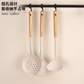 家用木柄加长耐高温硅胶铲子不粘锅专用炒菜铲汤勺厨具套装锅铲