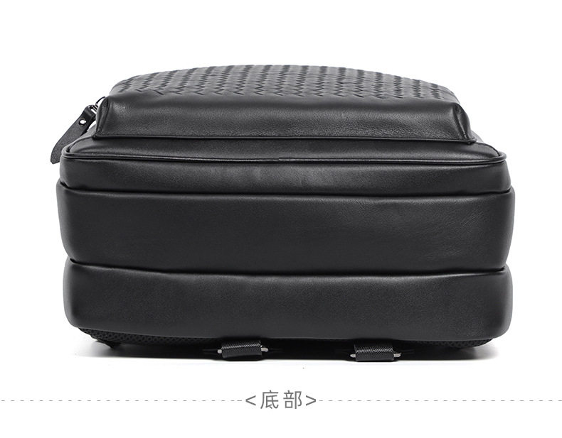 Ba lô nam da thật dệt tay thủ công, ba lô du lịch công sở dung tích lớn, ngăn máy tính 15,6 inch — Màu đen chi tiết 20