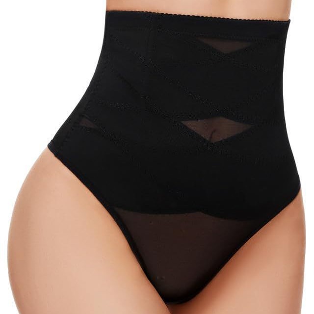 Pantalón Moldeador Calado de Cintura Alta de Encaje y Nylon Transpirable Control de Abdomen