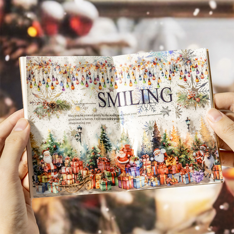 Ketchup girl paisajismo cinta PET serie del día de Navidad vacaciones de Navidad cuentas de mano pegatinas de decoración de bricolaje