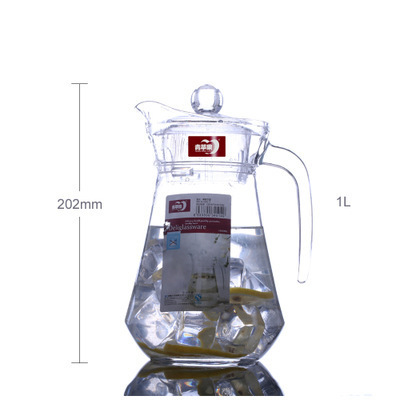 Manzana verde 1.25L gran olla octogonal hervidor de agua fría olla de jugo de cerveza olla de agua de vidrio serie EH1003-1