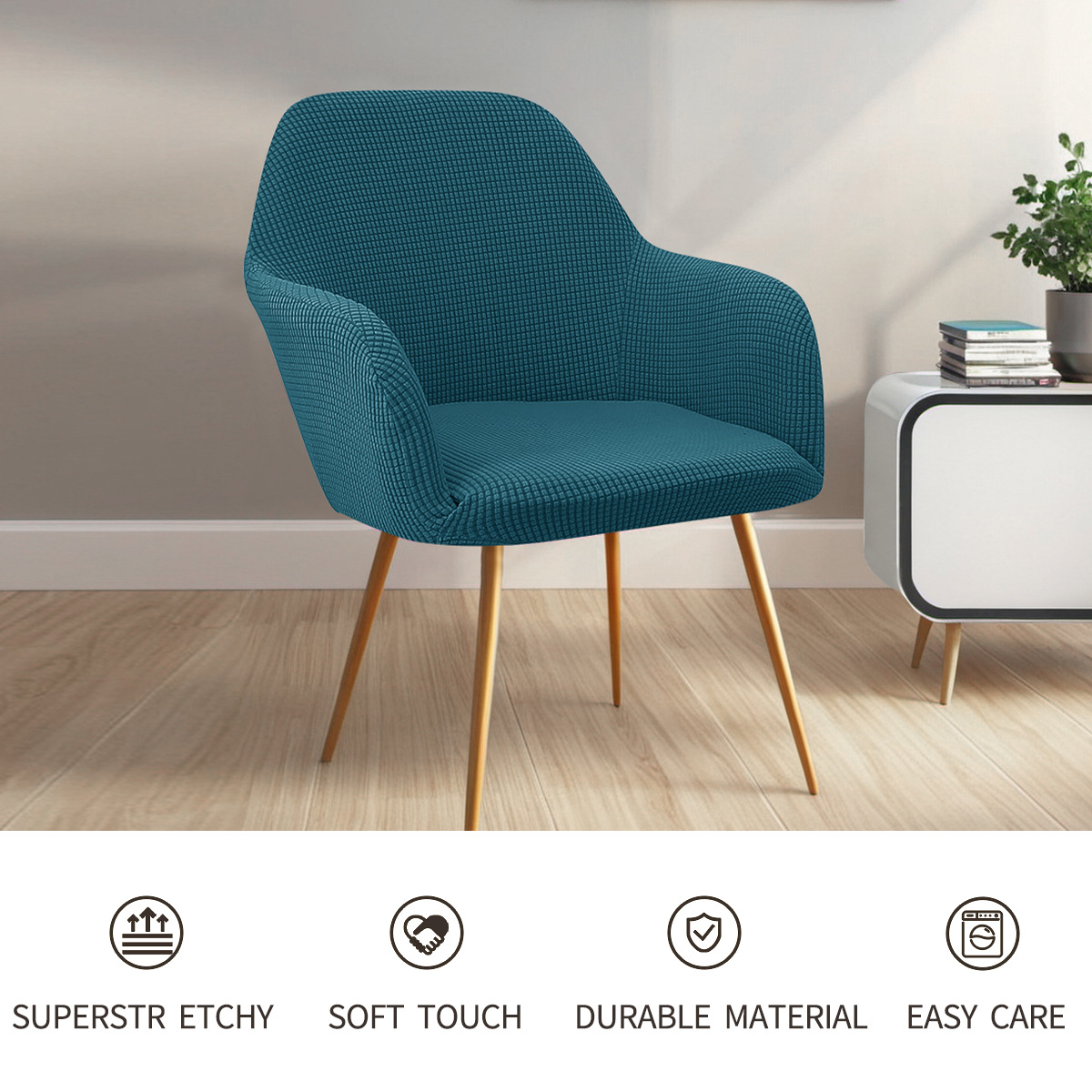 Transfronterizos sólidos elásticos agitando vello nuevo cubierta de silla arqueada polvo resistente al desgaste de alto pasamanos de maíz cubierta de silla de forma especial