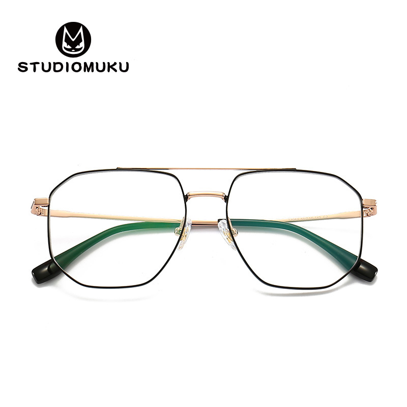 STUDIOMUKU gafas frescas de madera estructura exquisita y Marco de doble viga parcial moda negocio miopía gafas
