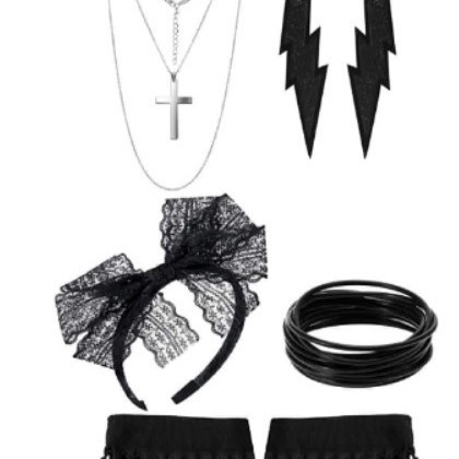 1980s rave fiesta fiesta vestido 80s collar diadema guantes rodilleras brazaletes traje de fiesta