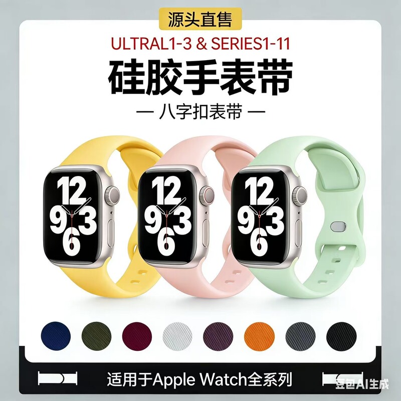 Suitable for applewatch Apple Watch with iwatch9875 Generation SE Sport Silicone Breathable Butterfly Buckle Watch