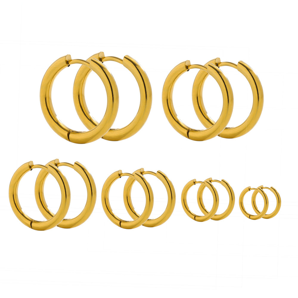 10PCS 18K PVD gold -plated stainless steel hoop earrings Women's…