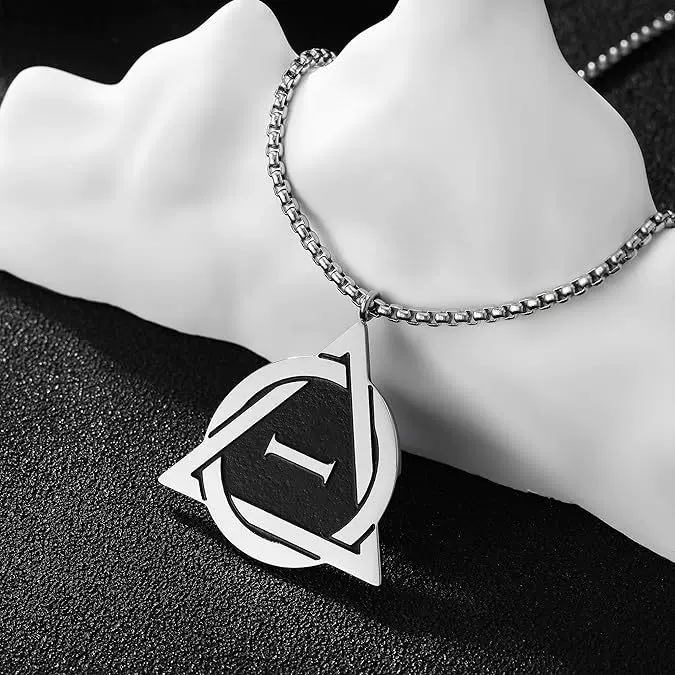 亚马逊跨境时尚三角形特殊符号皮绳不锈钢吊坠项链个性珠宝饰品