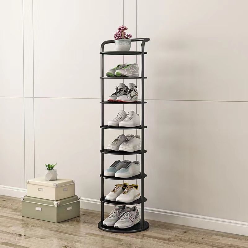 Estante de zapatos simple puerta doméstica almacenamiento multicapa ahorro de espacio pequeño estante de zapatos estrecho robusto armario de zapatos de hierro forjado