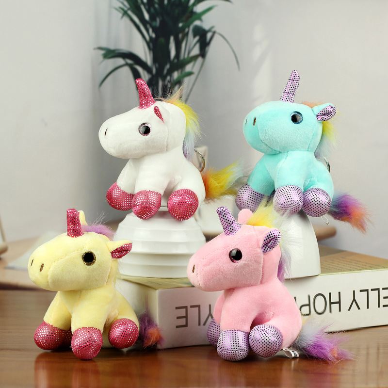 Unicornio pony peluche colgante caramelo color arco iris ropa unicornio mochila juguetes peluche colgante llavero