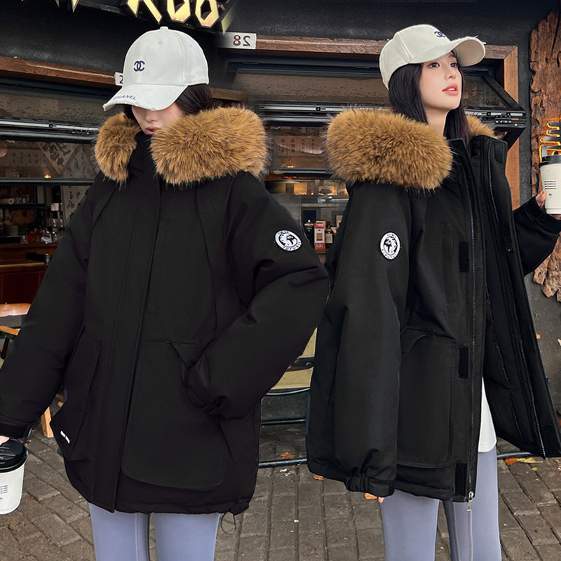 欧货爆款派克服2025新款羽绒棉服女韩版短款棉衣大毛领加厚外套女|undefined