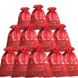 Export Exclusive for in stock Non-woven Bundle Pocket Drawstring Wedding Candy Bag Christmas Gift Bag Printable Logo