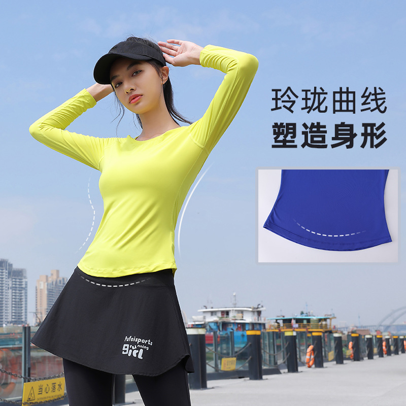 Camiseta de secado rápido ajustada para mujeres 2022 otoño nueva ropa de entrenamiento de yoga para correr delgada Camiseta deportiva para adelgazar