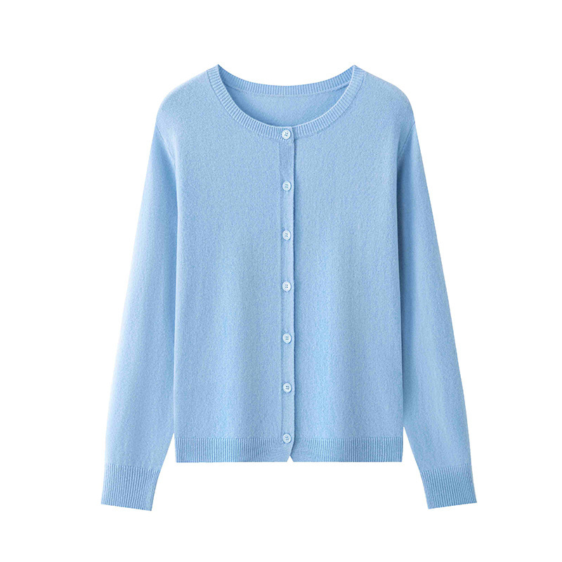 【Warm Embrace of Time】Cloud-Like Feel 100% Merino Wool Round Neck Knitted Cardigan for Women, Spring 2026, Solid Color Versatile Sweater