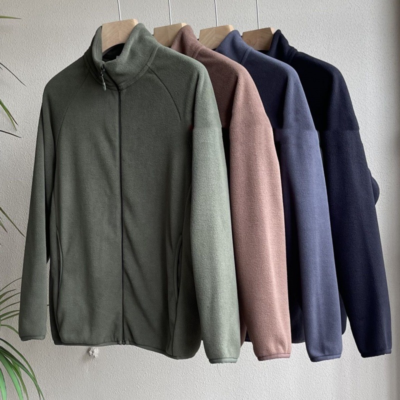 24SS lana polar cremallera cálida chaqueta de manga larga chaqueta de pelusa de manga larga