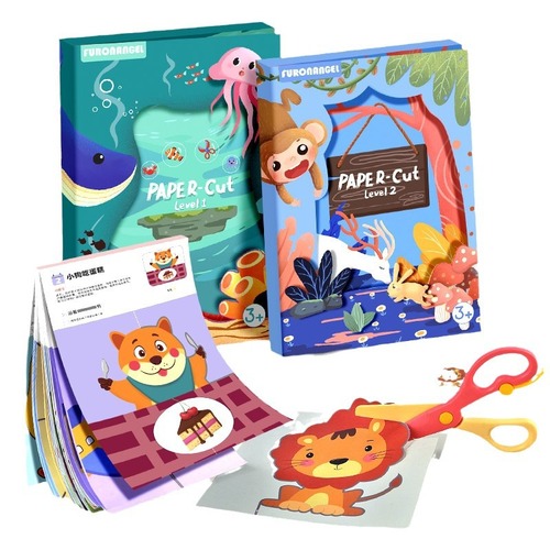 Fuyang Angel Paper-cutting Book Children's DIY Making Material Preschool Intelligence Stereoscopic Folding Paper English-Chinese 3-6 Years Old 