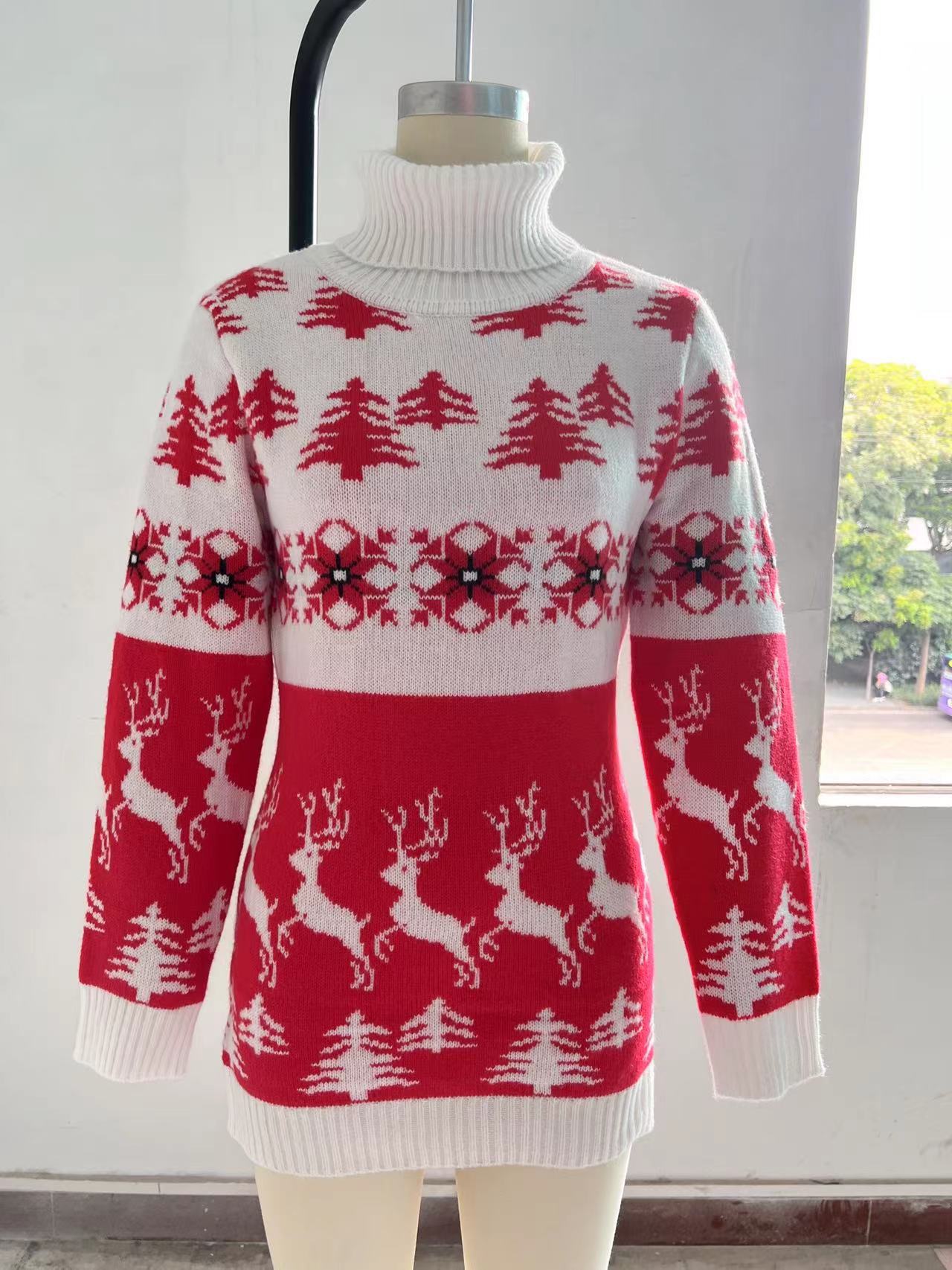 448g Weight Costume Props Event & Party Supplies Long Sleeve Sleeve Length Pullovers Placket Type Regular Sleeve Sleeve Type Polyester Fabric Type Regular Top Length Sweater Tops Type Daily Occasion Turtleneck Neckline Regular Fit Fit Type Christmas Festival Christmas Tree Pattern Winter, Autumn Season Women'S, Men'S Gender Jacquard Design Fashion Style Wholesale Women'S Men'S Fashion Christmas Tree Long Sleeve Jacquard Sweaters & Cardigans 无