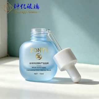 现货15ml厚底圆肩胶头滴管精油瓶透明椭圆分装精华原液化妆品空瓶