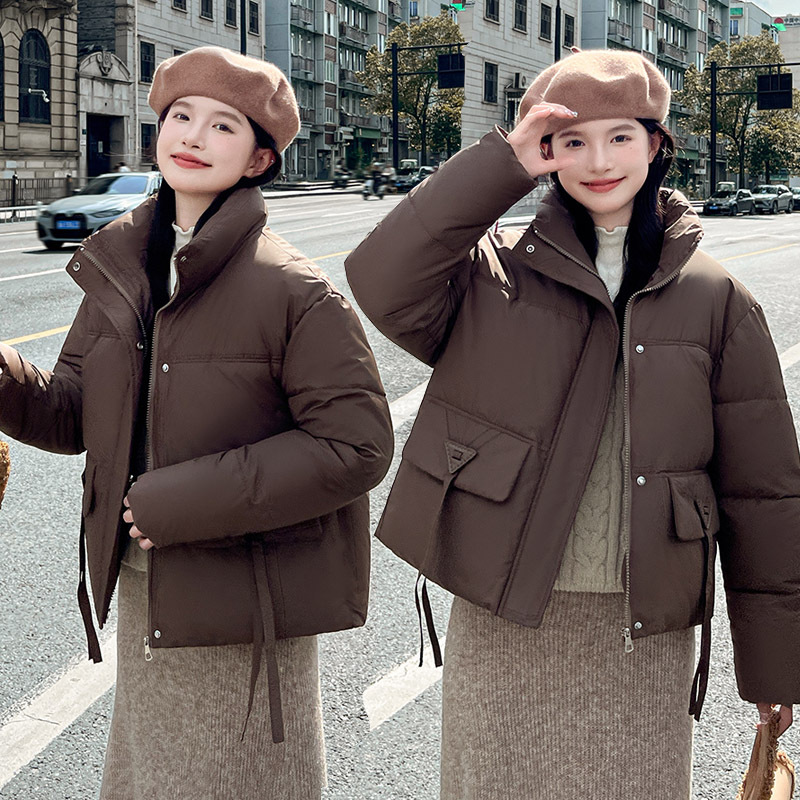 Ropa de pan corta, ropa de algodón coreana, mujer pequeña, cuello grueso, calor, atmósfera casual, abrigo de algodón de invierno image 3