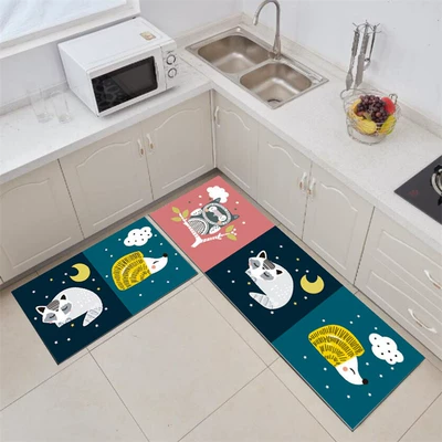 Avtomobil döşəmə paspasları: Kitchen Floor Mats Kitchen Carpets - animals-at-night-40x-60cm-one-piece