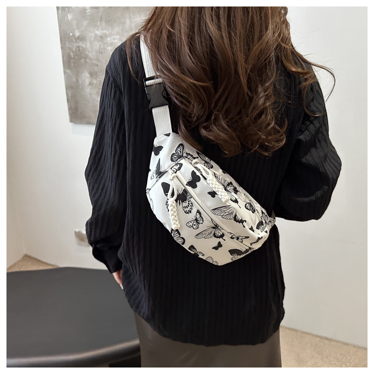 Women's Medium Oxford Cloth Butterfly Leopard Streetwear Dumpling Shape Zipper Shoulder bag monogram Saddle bag monogram display picture 11