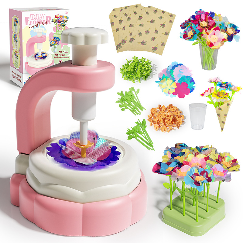 Cross-border hot sale handmade DIY simulation bouquet artwork gift children's educational handmade bouquet embossing machine toys