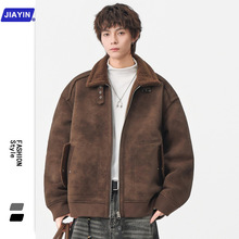 专柜高配重磅御寒皮毛一体棉服男士外套秋冬季保暖工装棉袄夹克潮