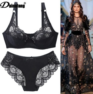 Summer Underwear Women's Ultra-thin Large Chest Small Transparent Large Size Bra Women's Set Lace Amazon Explosive Bra