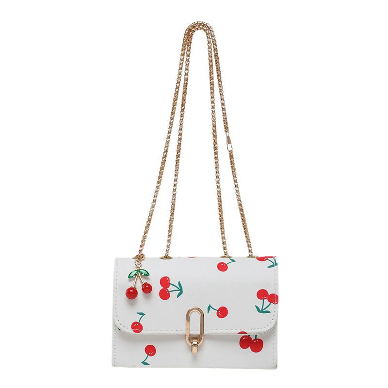 Popularidad transfronteriza pequeña fresca impresión de cereza bolso cuadrado para mujeres 2025 verano nuevo bolso de hombro universal mochila