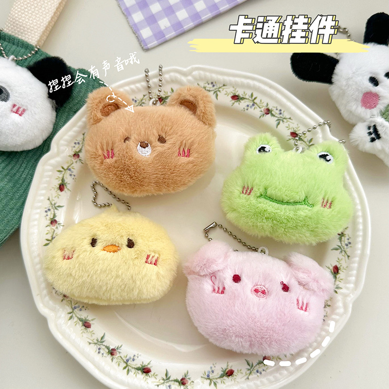 Colgante de dibujos animados cabeza inclinada oso de peluche colgante adorable oso muñeca bolso colgante accesorios colgante llave