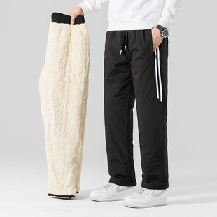 Lamb Fleece Cotton Pants Men's Winter fleece-lined Thickened Warm-keeping Cold-proof Pants Youth Casual Sports Straight Pants