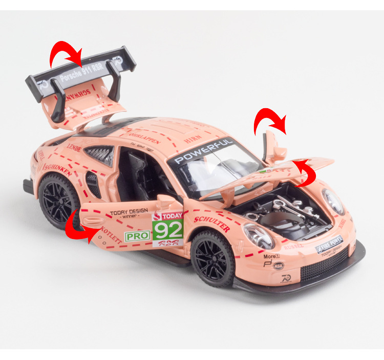 新豪迪保时捷911RSR合金车模1:32回力跑车仿真汽车模型儿童玩具车详情图8