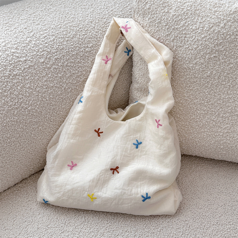 Cute Style Square Shape Women's Polyester Cherry Bow Knot Cute Square Open Shoulder Bag