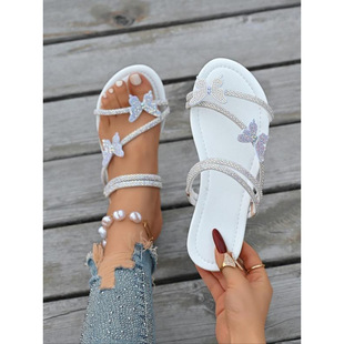 Q 38342 Rhinestone Butterfly Two Way Flat Slides ˮ荺�����