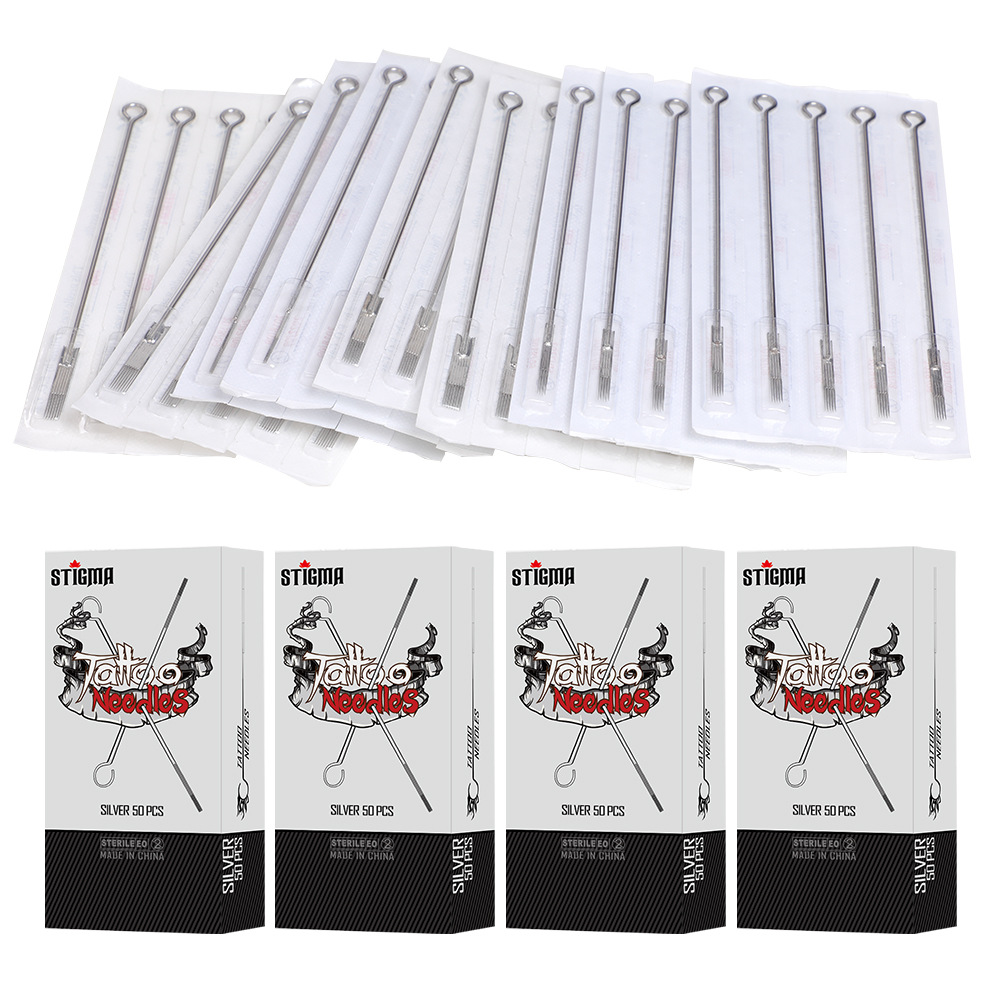 Agujas para tatuajes de dragón bordado, paquete desechable de 50 unidades, agujas largas para tatuajes, agujas para líneas, agujas para sombreado, agujas tradicionales para tatuajes, equipo para tatuajes.