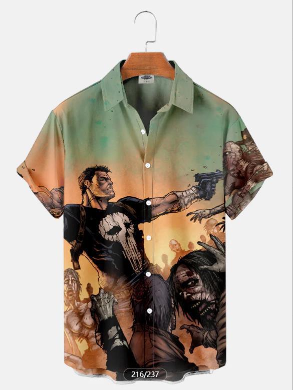 Tendencia de la moda para hombres Camisa de manga corta hawaiana Camisa estampada digital 3D Estilo explosivo transfronterizo de Amazon